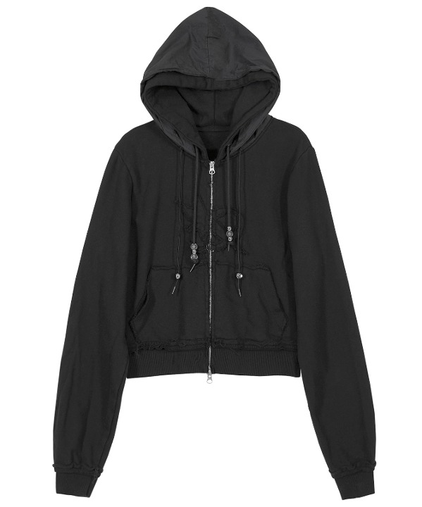 Layered Zip Hoodie (FL-150_Black) | ファッション通販サイト NUGU 