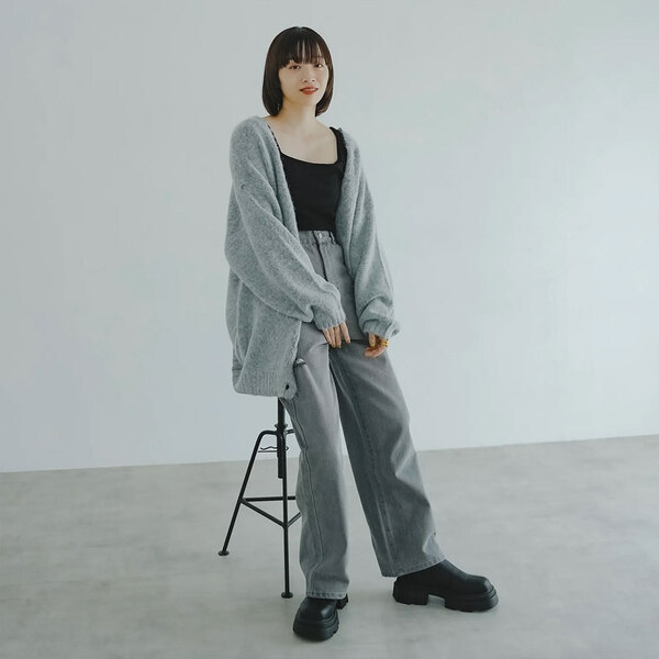 モヘアライクオーバーニットカーディガン | ファッション通販サイト NUGU