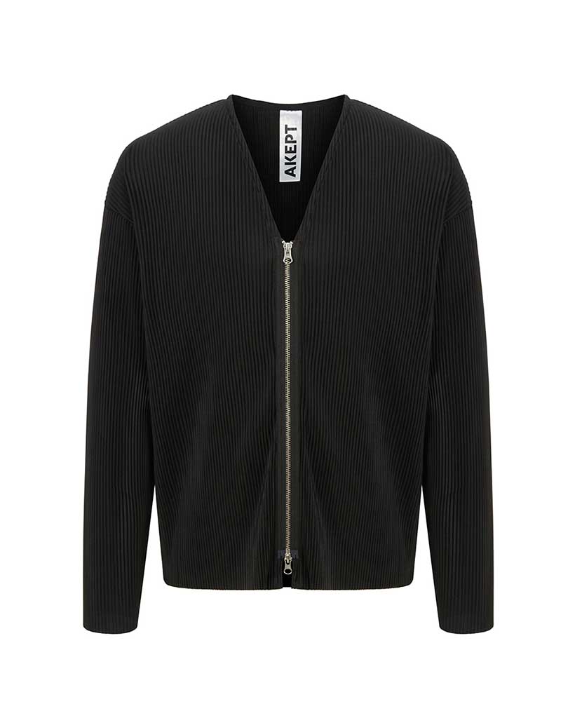 PS10X Pleated Zipper Short Cardigan [Black] | ファッション