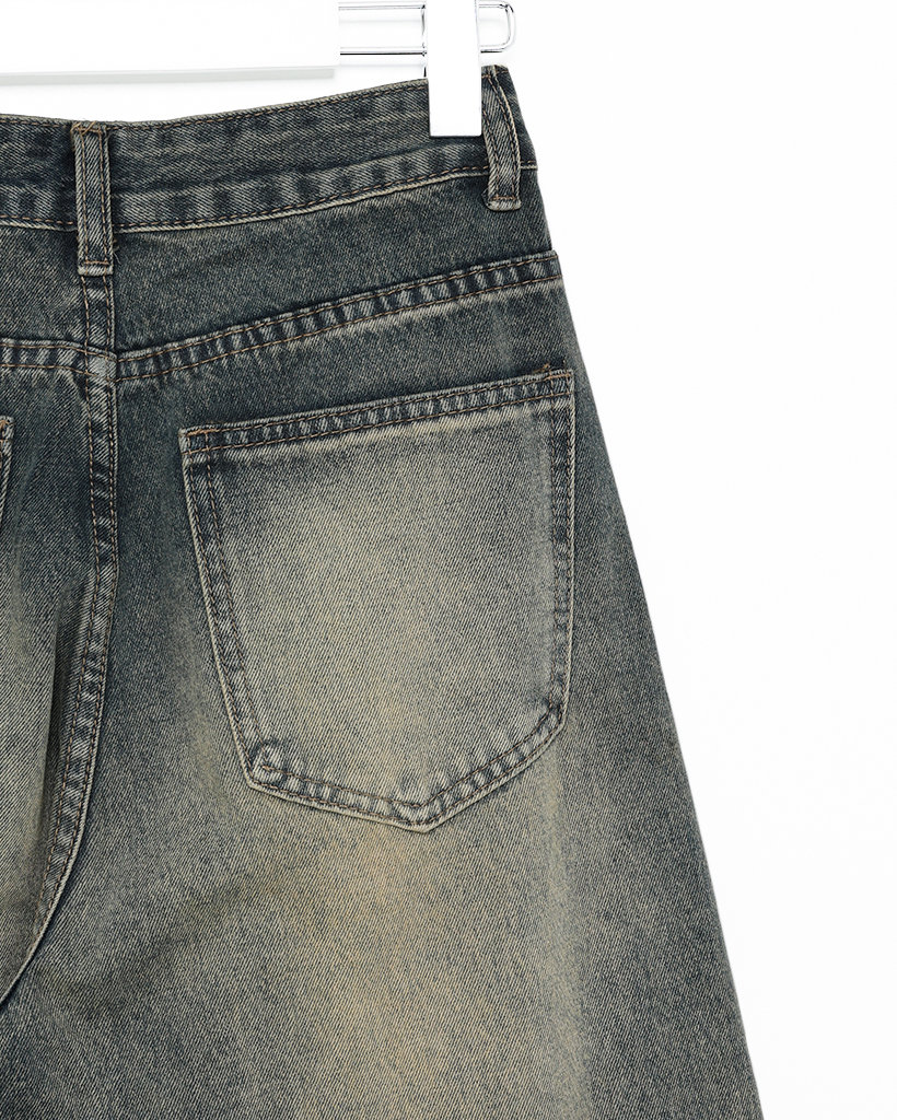 BEST 50] ビンテージヒゲウォッシングストレートデニムパンツ