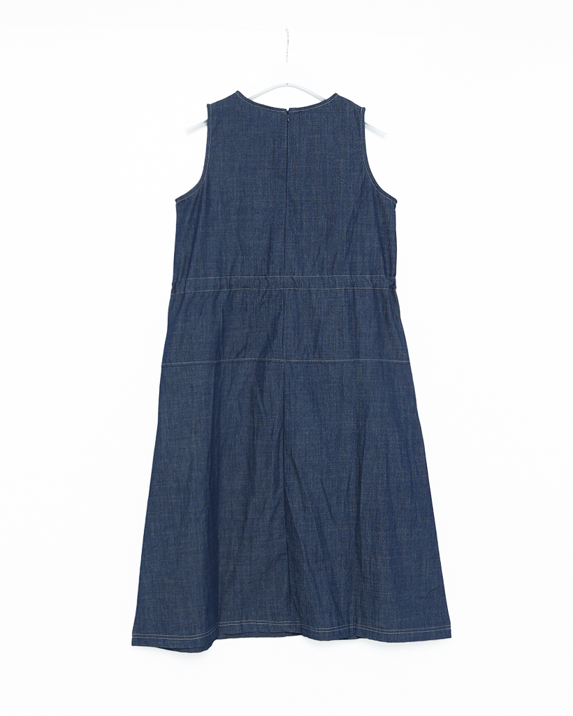 美品✨ ルッツヒュエル　デニム 切替　ロングワンピ―ス　ジャケット　34　希少 デニムストリングスリーブレスロングワンピース | ファッション