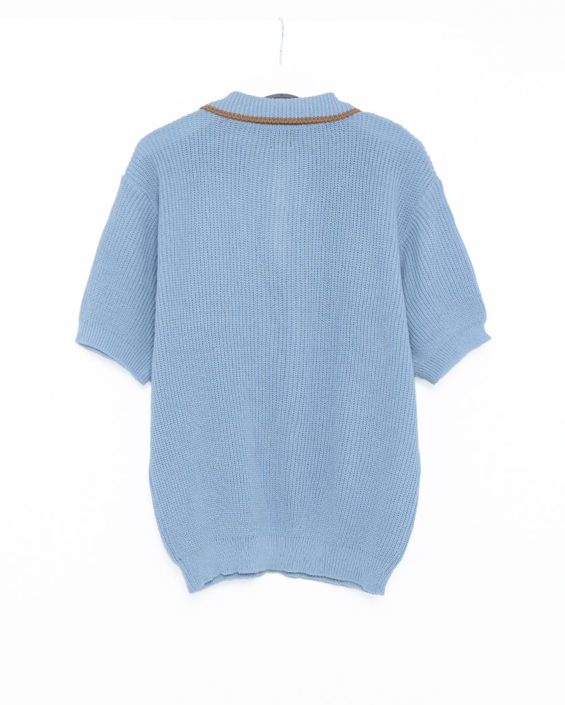 美品 クレージュ デカロゴ バイカラー半袖ニット 水色 M m27705090243_1.jpg?1746861467