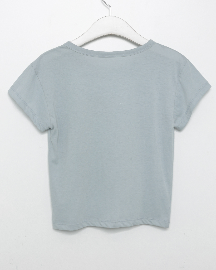 シルバーストーンスタッズオンプセミクロップドTシャツ
