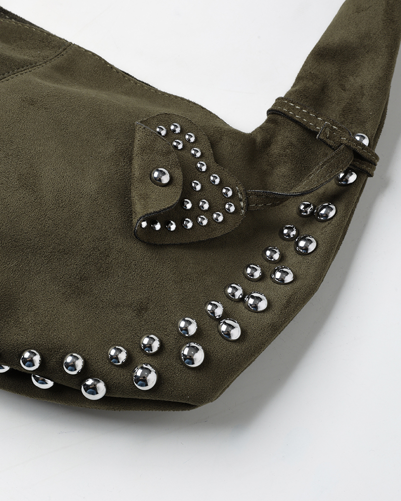 スタッズ付きスエードショルダーバッグ | ファッション通販