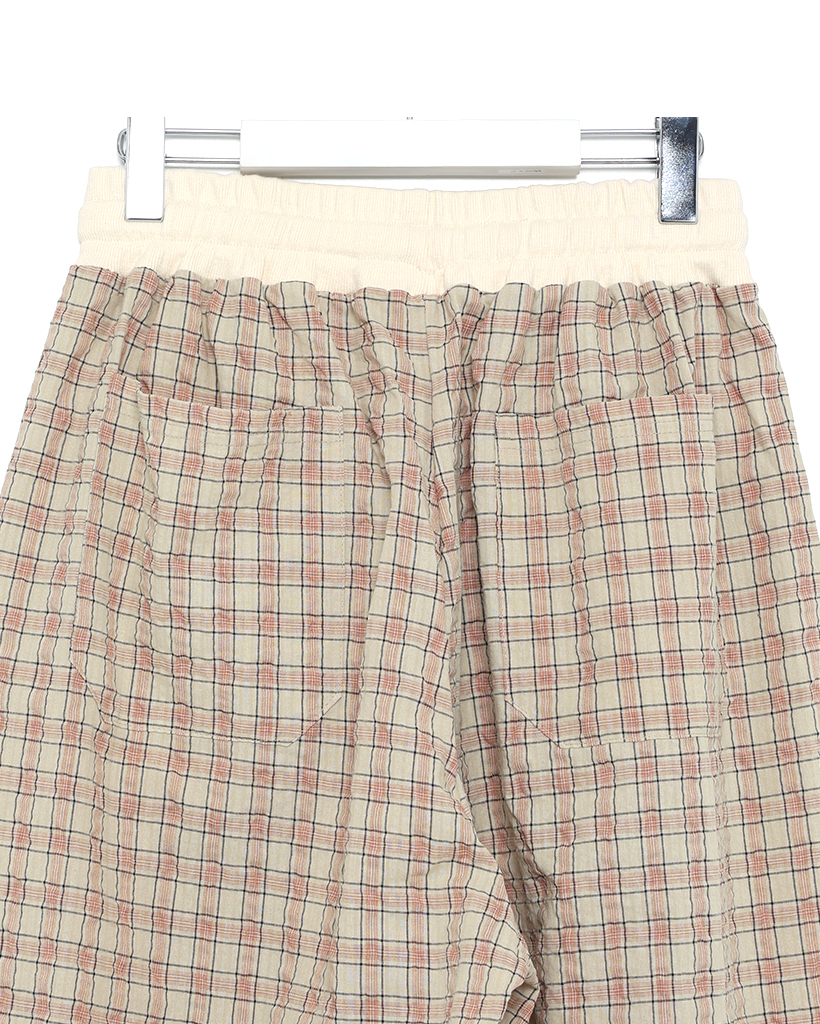 ユニセックス)カラーチェックパターンワイドパンツ