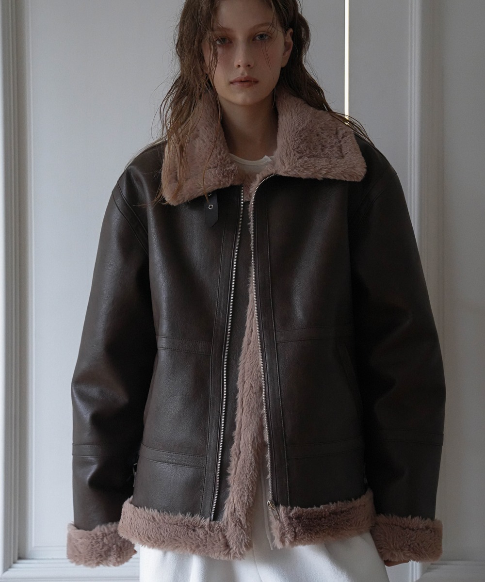 Leather High-Neck Mustang [Brown]