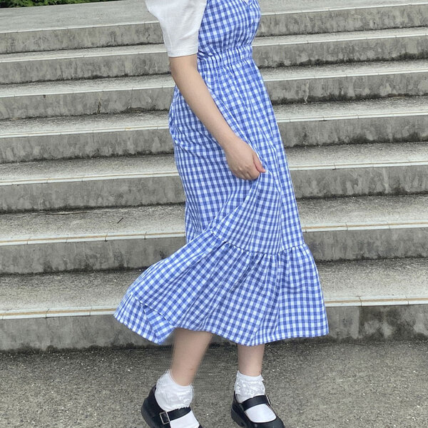 【極美品】バーバリーブルーレーベル キャミワンピース ギンガムチェック ベルト 極美品】バーバリーブルーレーベル キャミワンピース ギンガムチェック