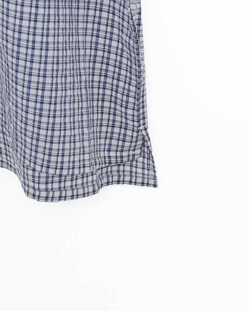 パッチポケットシアサッカーチェックハーフシャツ