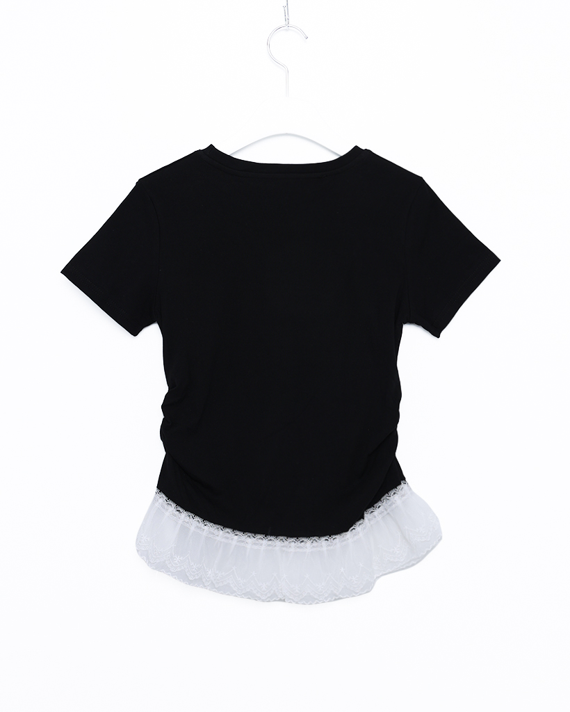 tシャツ シャーリングハーフスリーブTOP レディース FUULLY STUDIO tシャツ センタースリットシアーハーフスリーブ