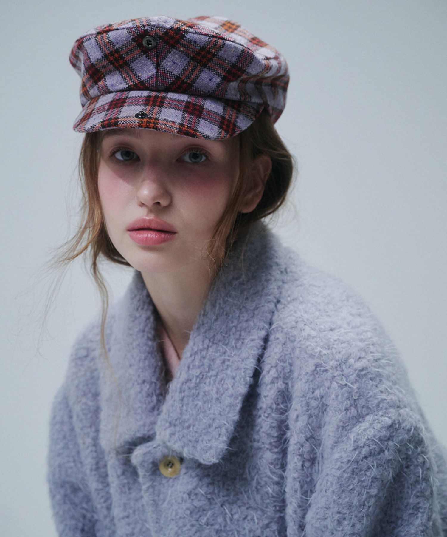 CHECK HUNTING CAP, VIOLET