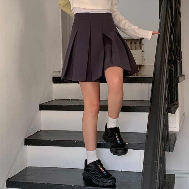 ミニスカート Poplin miniskirt MG2017_10RG_F0009_S_232 デニムBoxプリーツミニスカート[品番：GORW0008622]｜GORGE