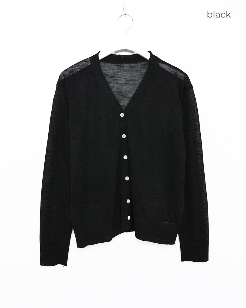 ORR Vネック　リブ　カーディガン　ブラック カーブVネックスリットリブカーディガン | レディース