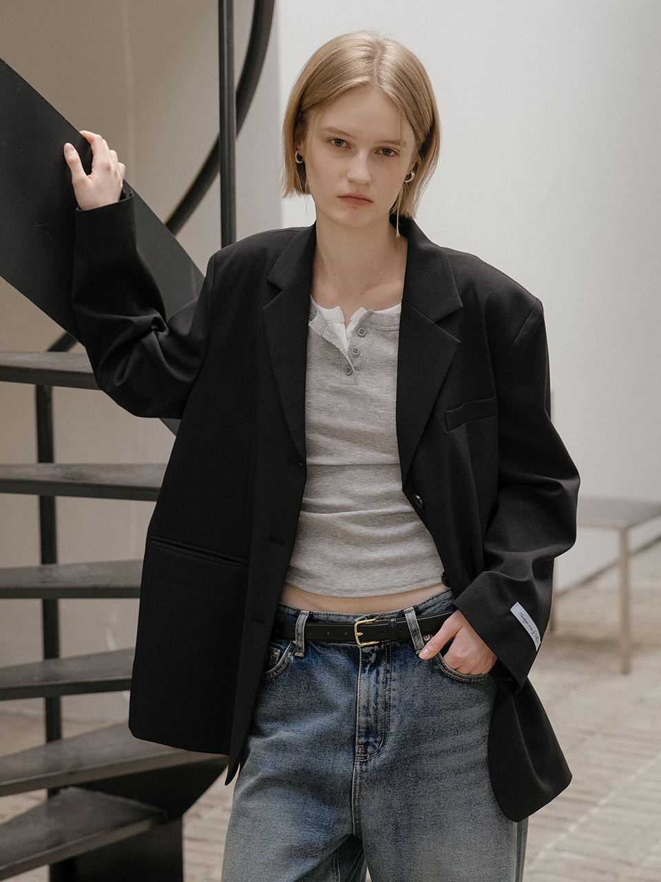 Classic notched single jacket [TISP06JK03]_Black