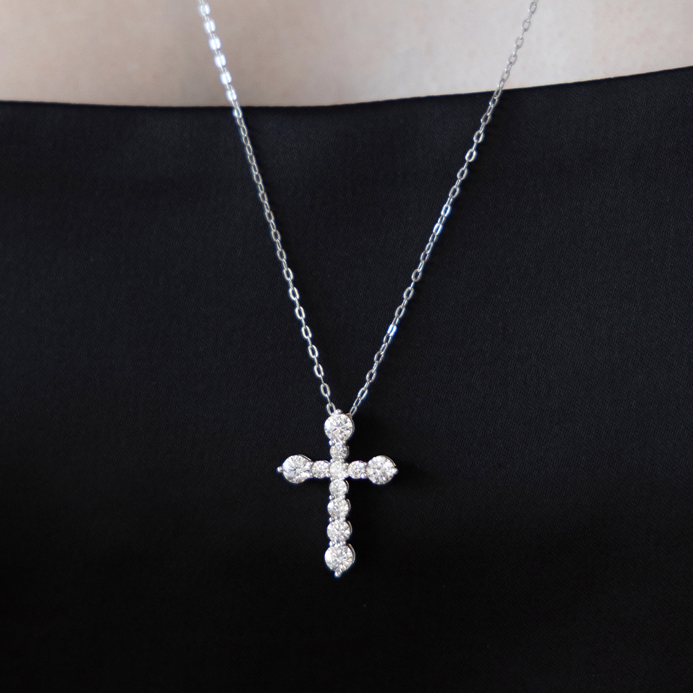 (シルバー925) ダズル クロス ペンダント ロングネックレス NZ2481