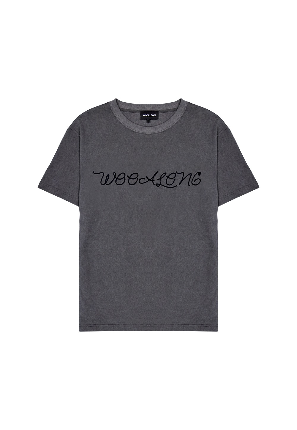 Rope-Type Washed Loose T-Shirt - FADE CHARCOAL