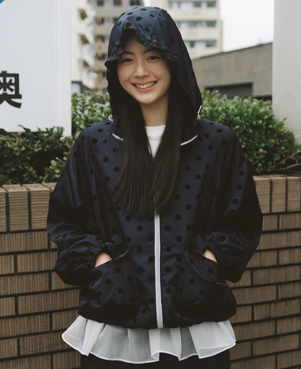 ジャケット・アウター DOT FRILL HOODED WINDBREAKER JUMPER DOT FRILL HOODED WINDBREAKER JUMPER (NAVY) | ファッション