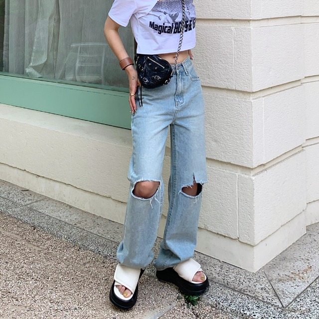 Nudie Jeans Co. ダメージデニムパンツ　定価四万円 ダメージデニムパンツ | ファッション通販サイト NUGU
