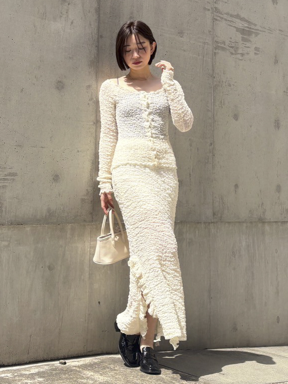 sheer swell frill tight skirt