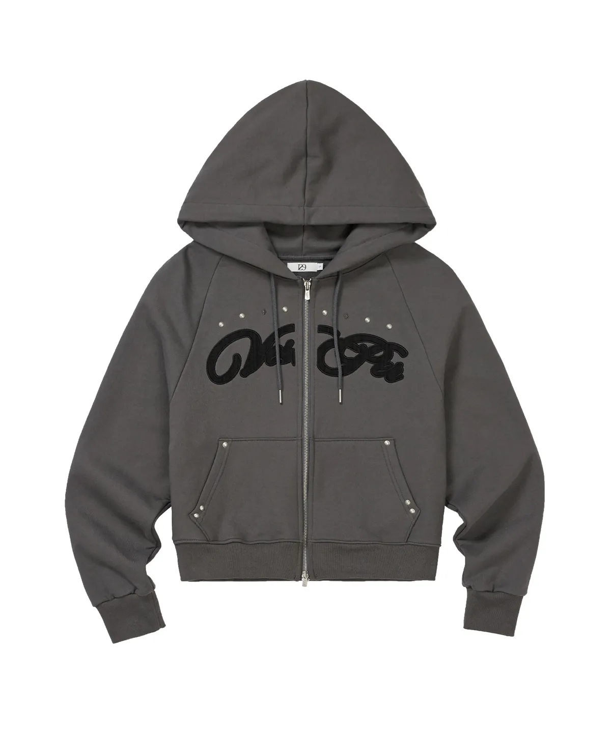 CHECK APPLIQUE HOODIE ZIP-UP CHARCOAL | ファッション通販サイト NUGU