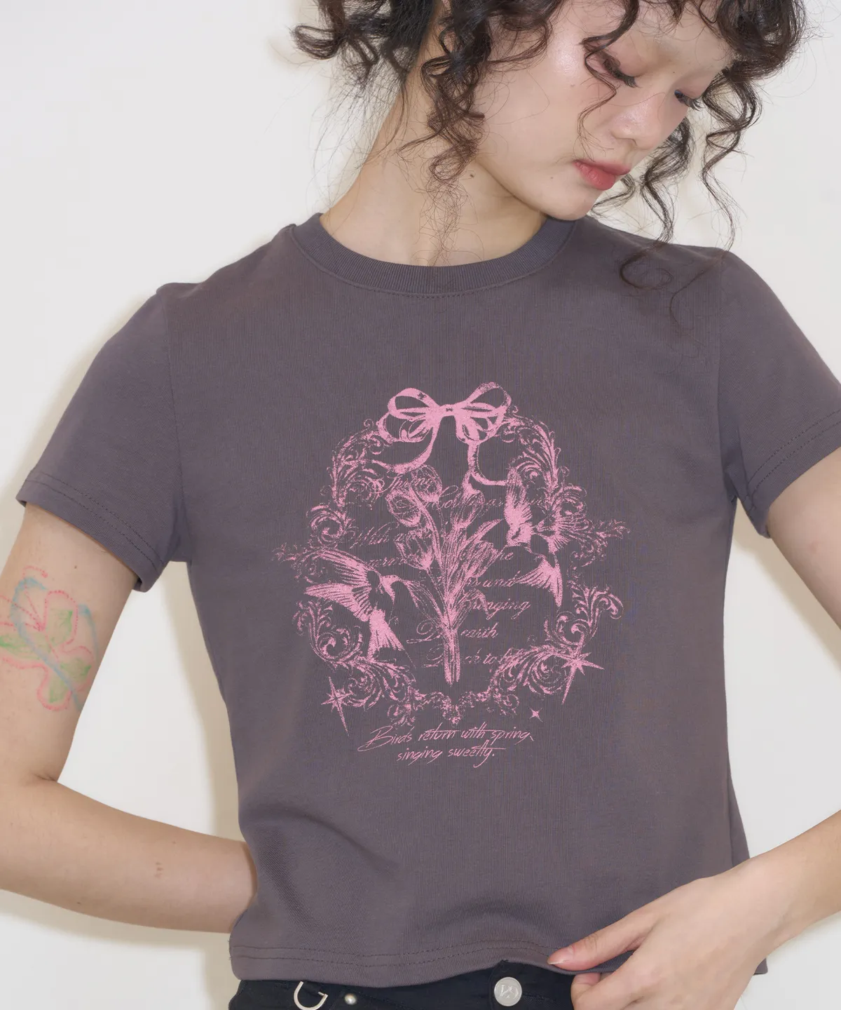 TULIP LOOSE SEMI T-SHIRT CHARCOAL | ファッション通販サイト NUGU
