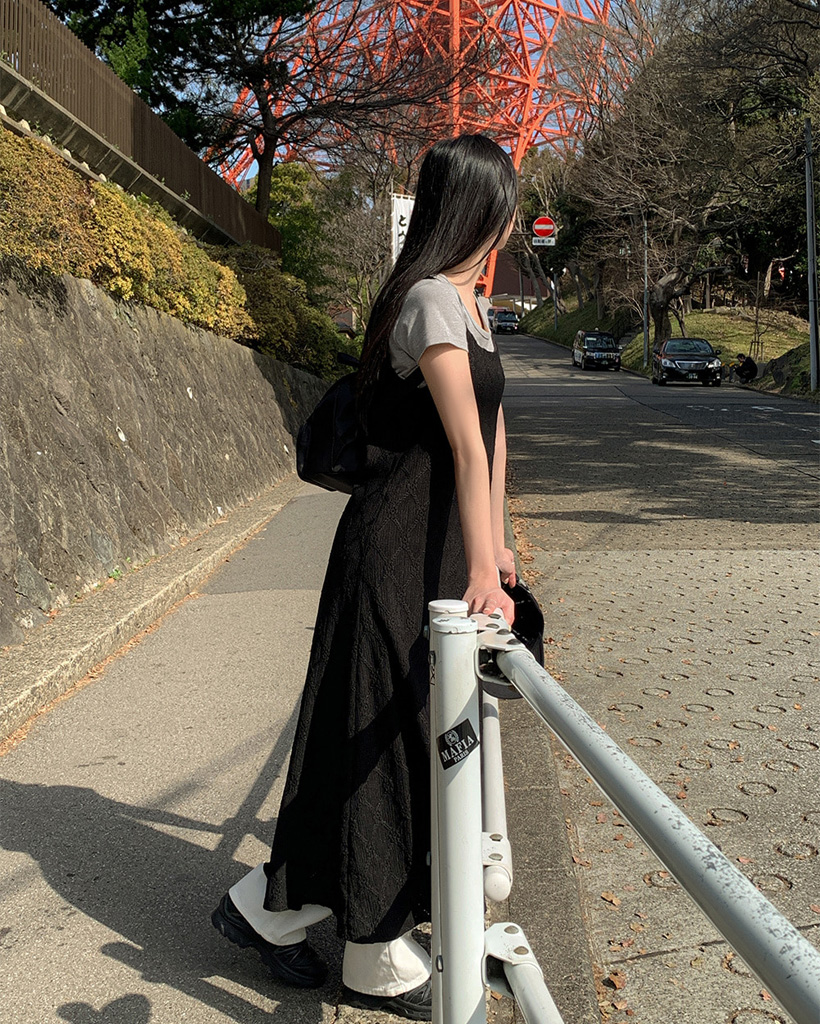 original/S-M]パンチングレイヤードキャミワンピース | ファッション