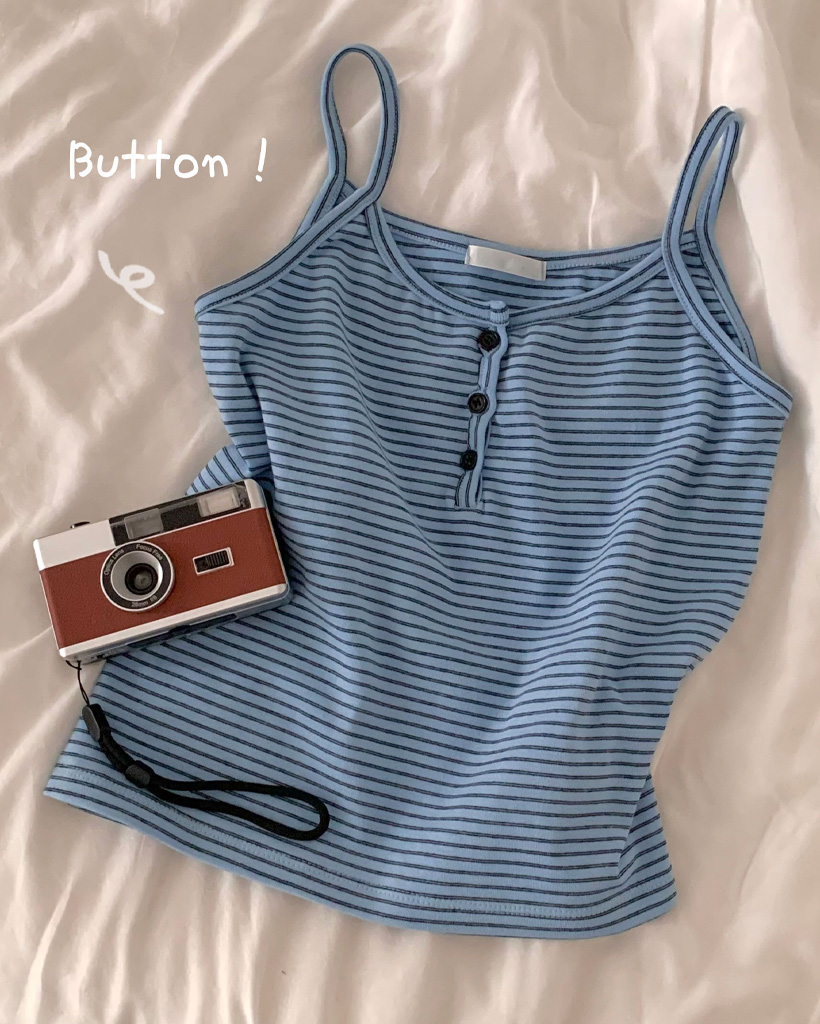 paloma wool ライトブルー リブ編み キャミソール ボタンストライプキャミソール-5color | ファッション通販サイト