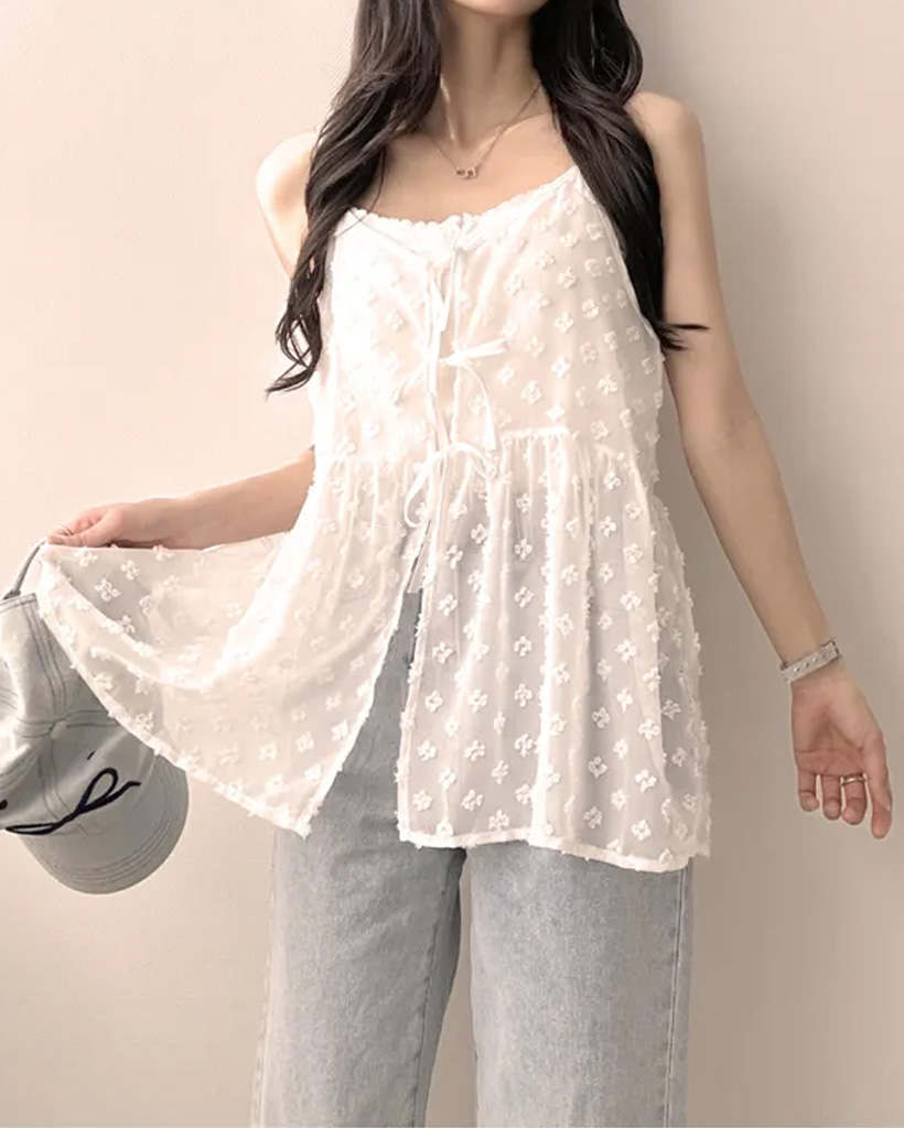 シースルーレースレイヤードストラップビスチェ | ファッション通販