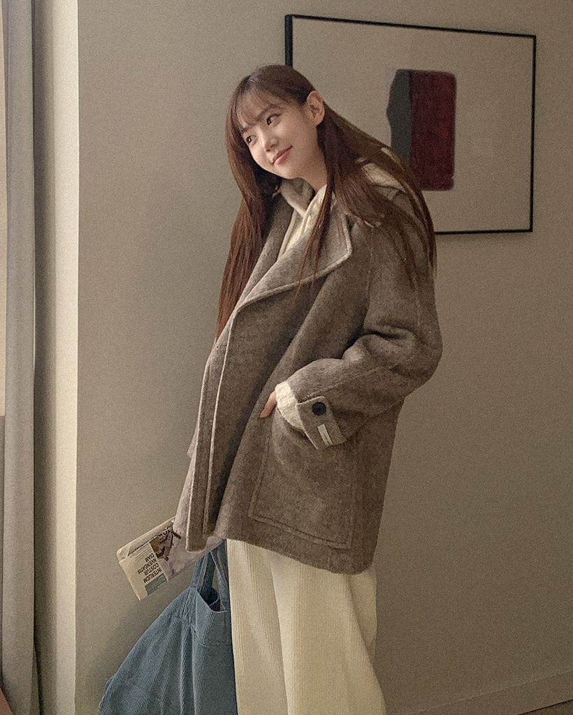 AtelierNain musinsa nugu ハーフウールコート アイボリー ウールハンドメイドハーフコート | ファッション通販サイト NUGU