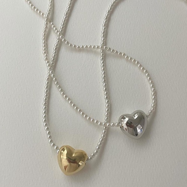 ハートパールネックレス(2color)