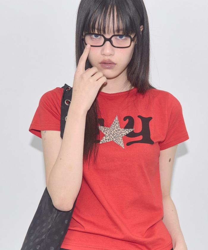 FY LEOPARD TEE (RED) F25QB100