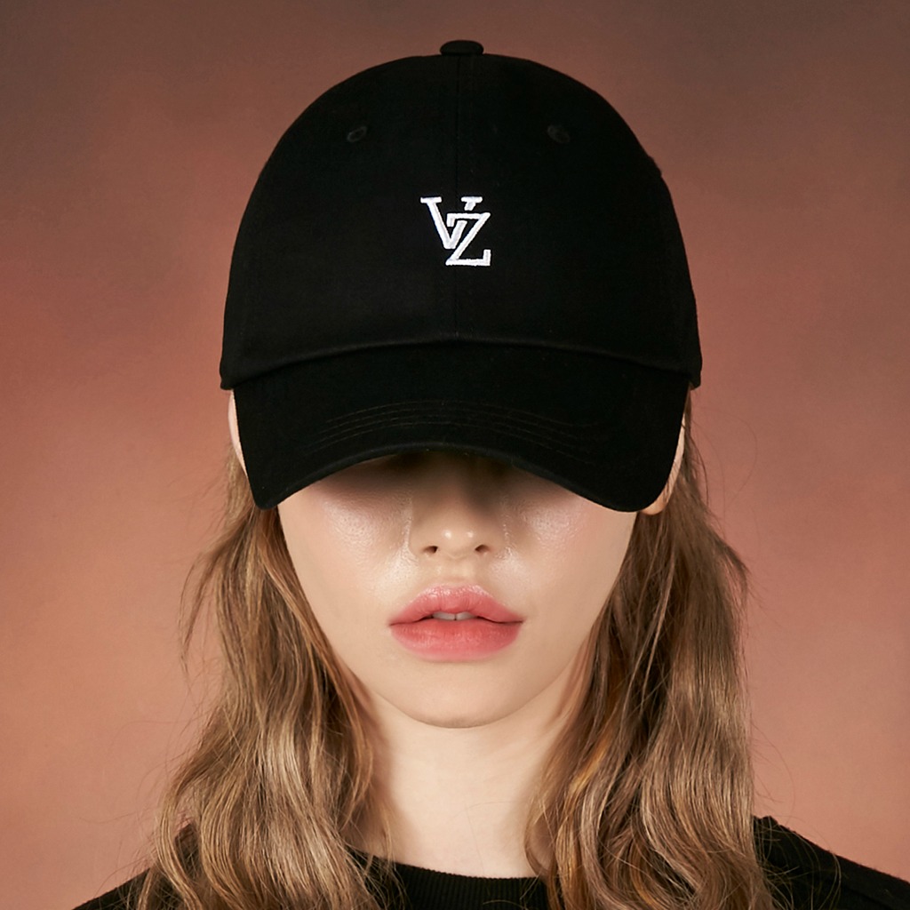 ★VARZAR★ VZ applique two-tone overfit ball cap black VARZAR] VZ Applique Twotone Over Fit Ball Cap Black
