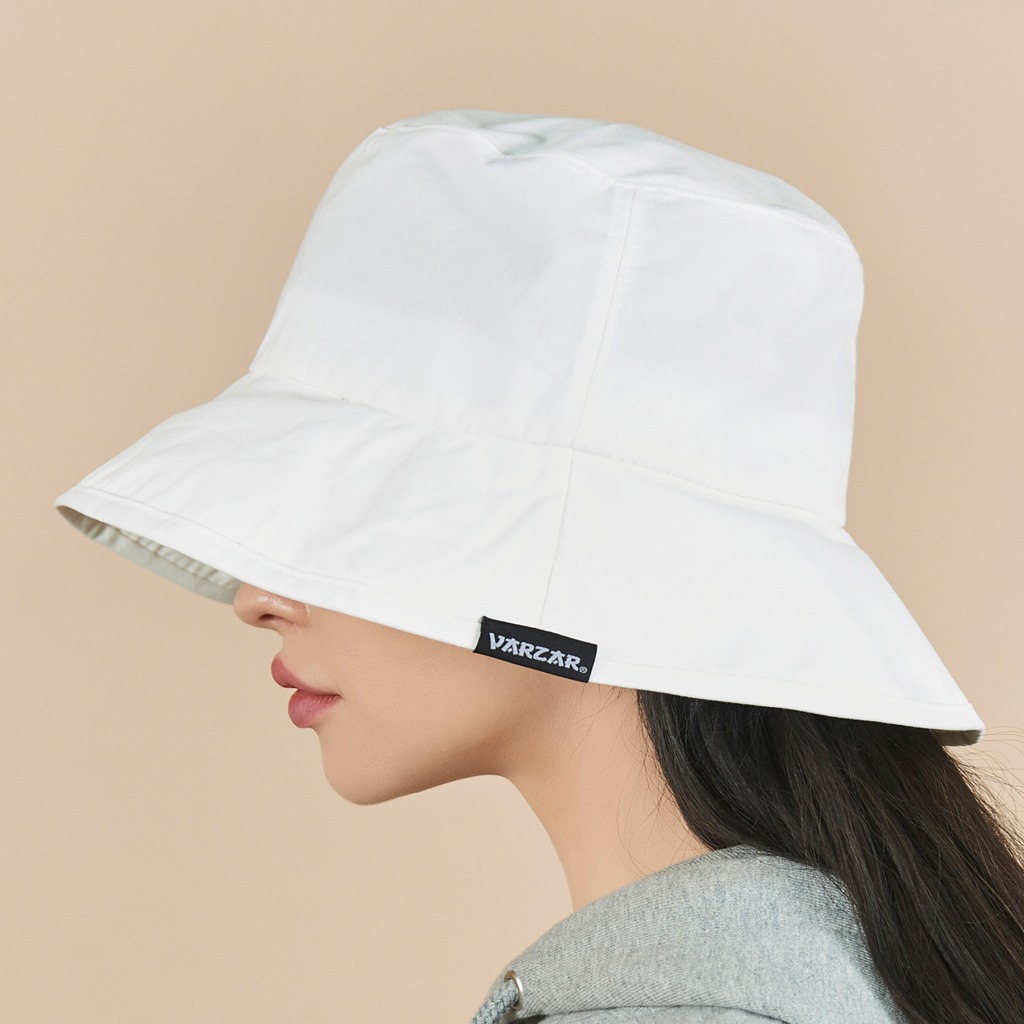★VARZAR★ Wide Brim Washed Bucket Hat White VARZAR] Wide brim washing bucket hat white | ファッション