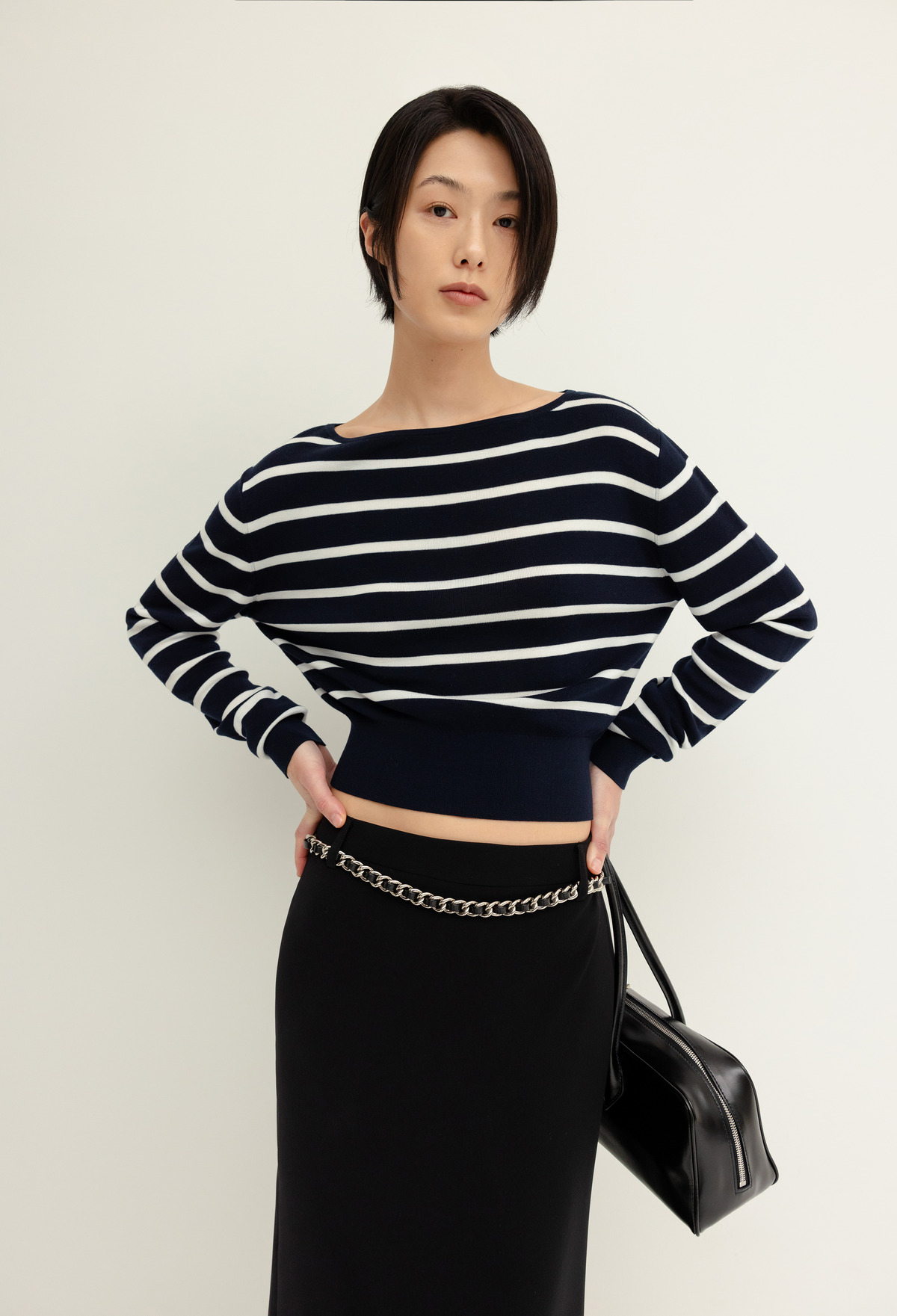 Silk-blend Sweater Striped Navy