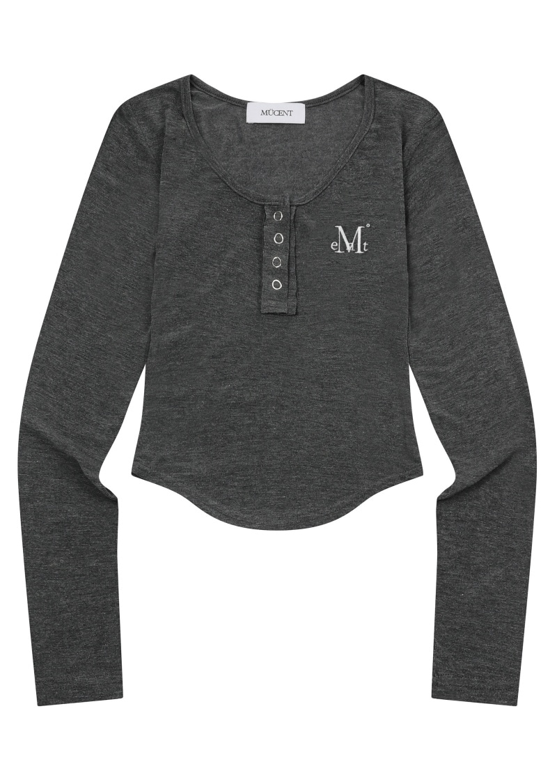 HARING SIGNATURE LOGO SNAP BUTTON U NECK T (5COLOR)