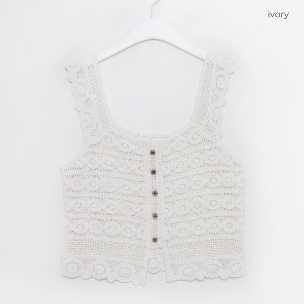 かぎ針編みボタンベスト | ファッション通販サイト NUGU