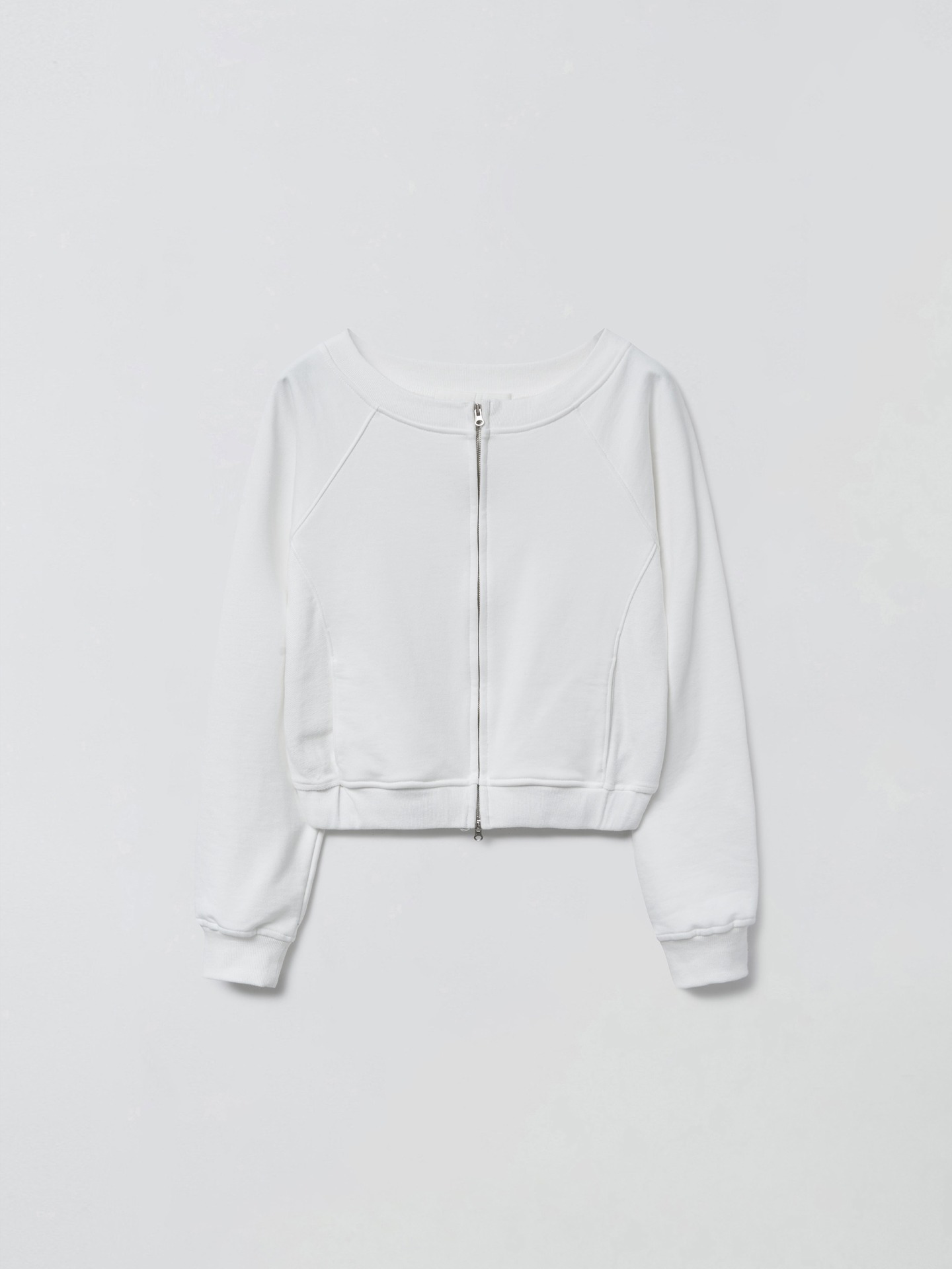 BOAT NECK ZIP-UP_WHITE