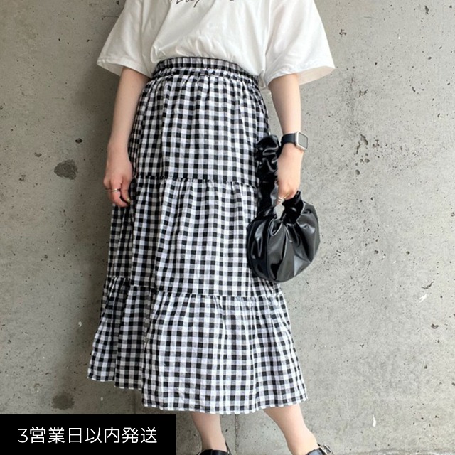 【SALE】チェックティアードスカート