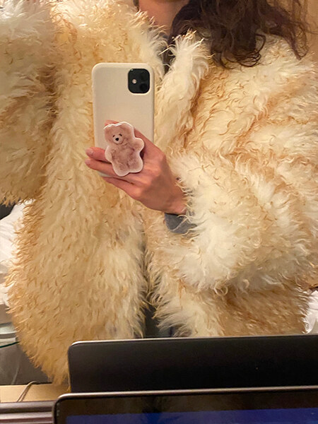 MY SAMOYED] 90' Madam Fur Coat (Golden Cream) | ファッション通販