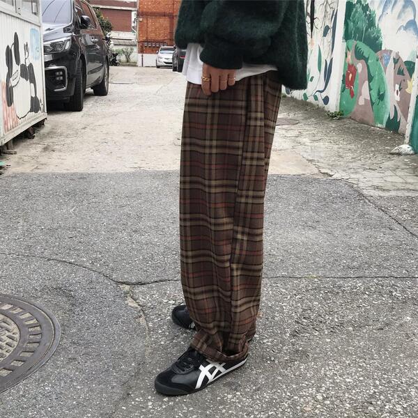 00s 極太ワイドスラックス チャコール チェック sullentokyo STORE ファッション 00s 極太ワイドスラックス チャコール