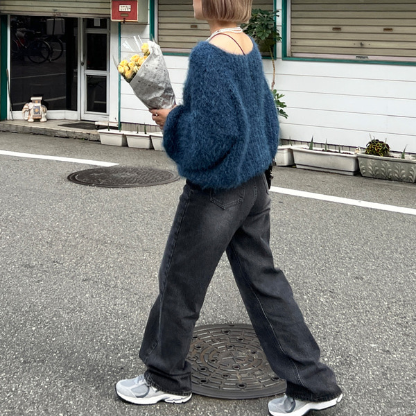 ワイドブラックデニムパンツ | ファッション通販サイト NUGU