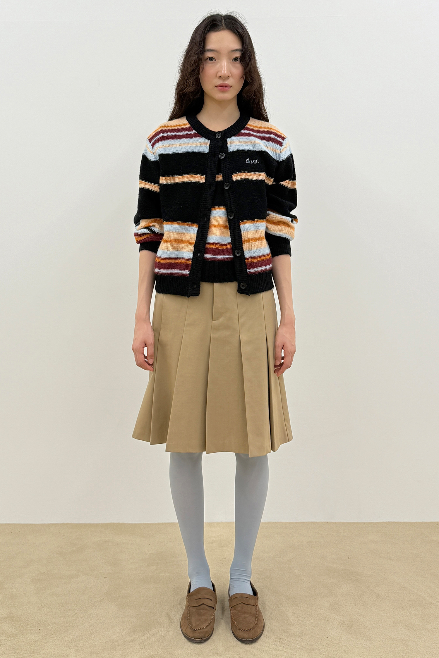 【購入特典】[NAMI x Sinoon] Sinoon Mix Stripe Cardigan (Black Mix)