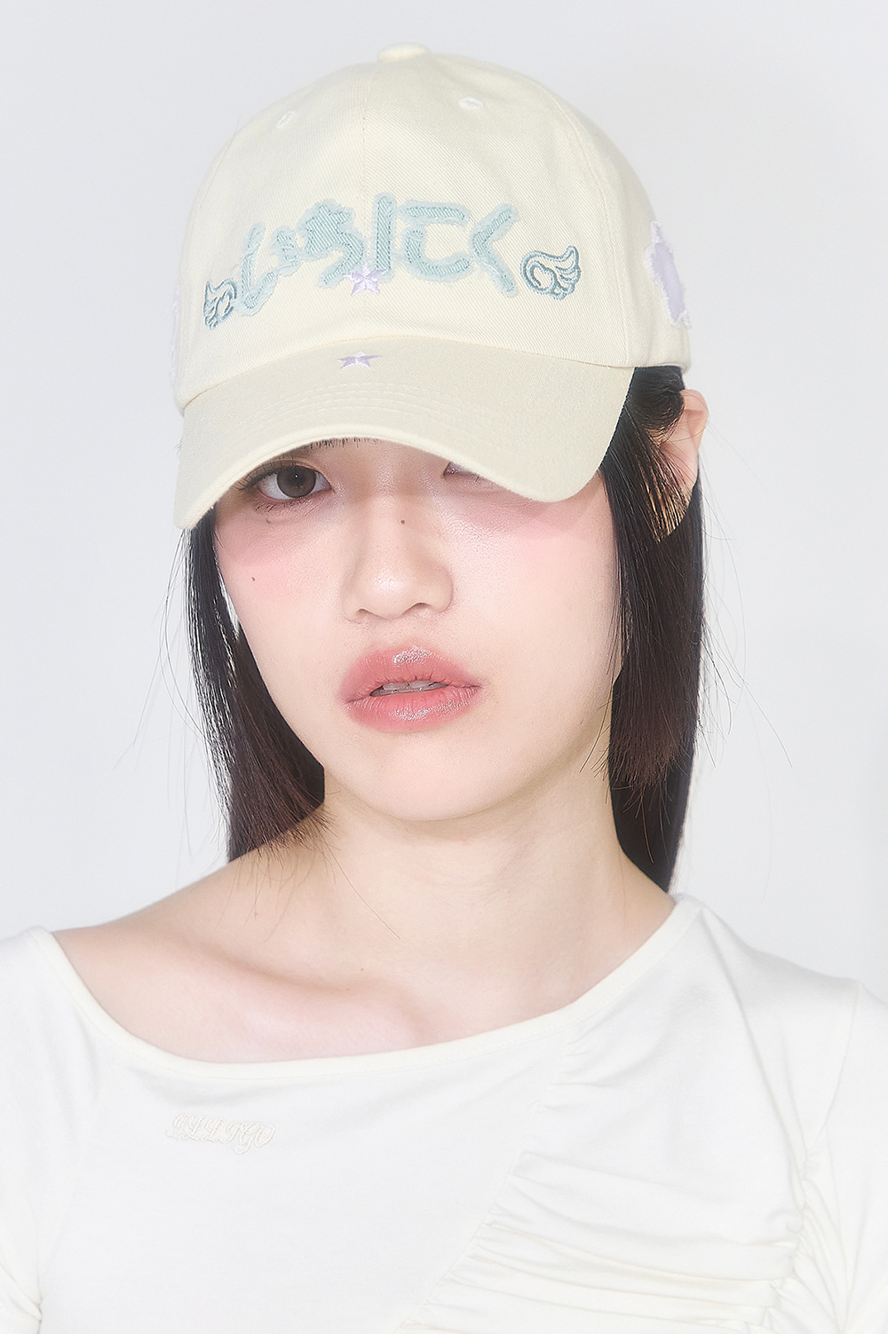 韓国 人気 エンジェル[ILLIGO] ANGEL APPLIQUE BALL CAP ANGEL APPLIQUE BALL CAP CHARCOAL - illigo | 60% - Asian