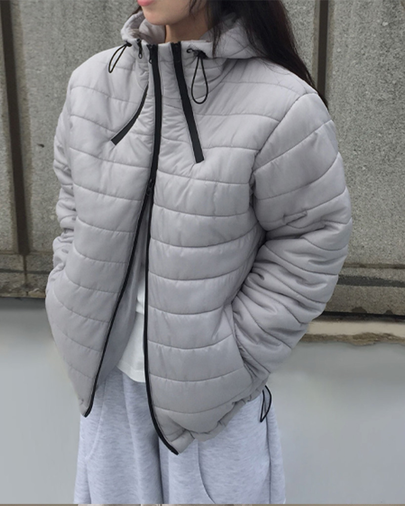 ユニセックス] (8color) 軽量 2WAYジップ ドロストフード ハイネック