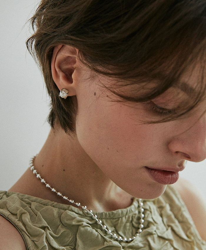 [925 silver] Deux.silver.225 / ecrin pearl earring (8mm)