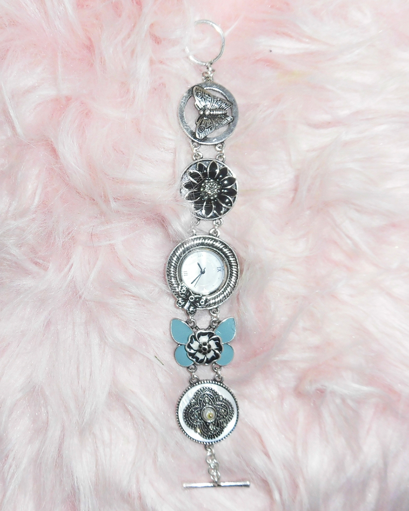 ミントフラワーアンティークマンテルラウンドハンドウォッチ