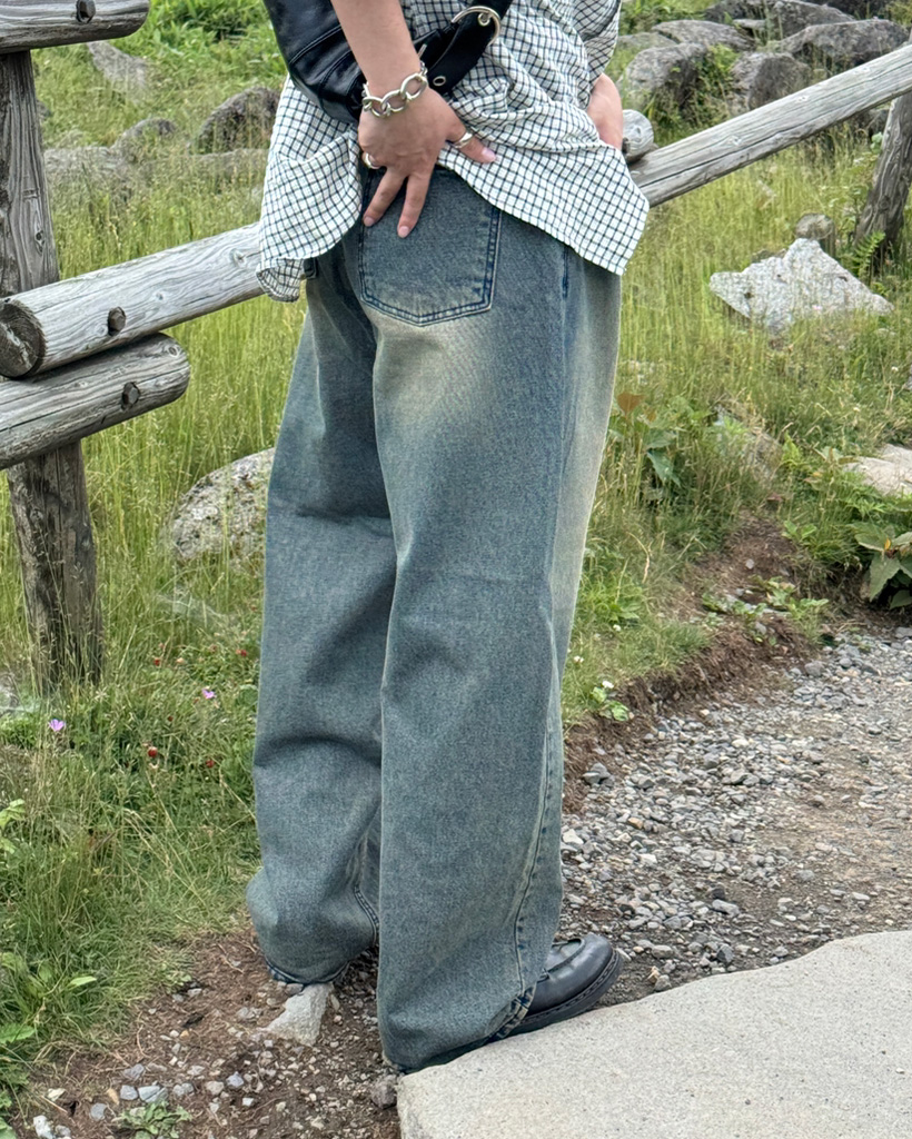 ヴィンテージウォッシュワイドデニムパンツ | ファッション通販サイト NUGU