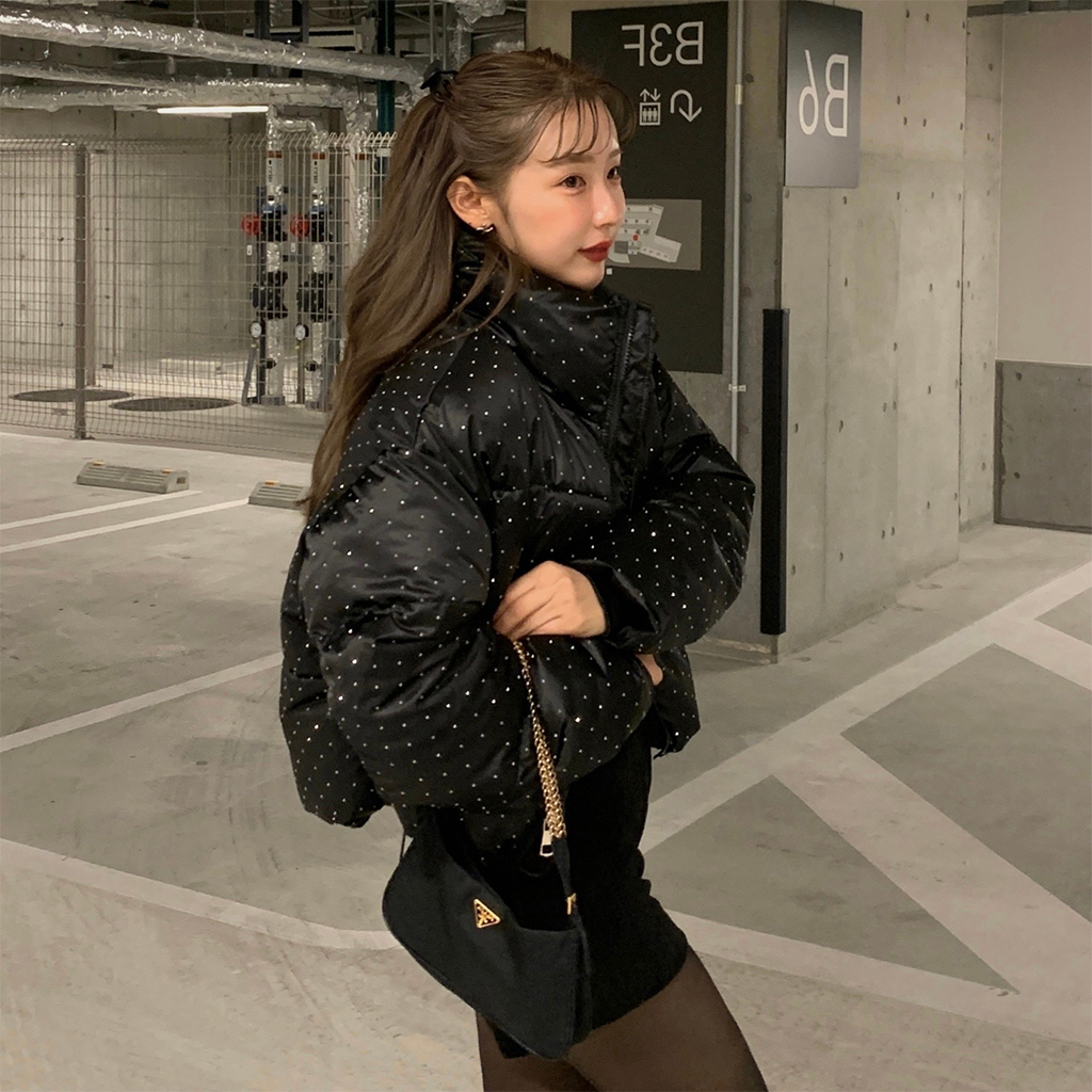 oheshio オヘシオ dot frill windbreaker Black Influencer pick] dot frill hooded windbreaker jumper (black