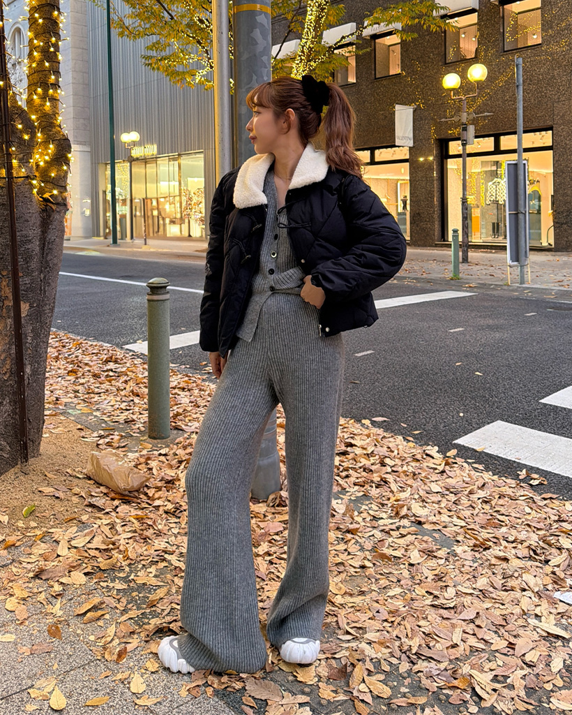 フリースカラーキルティンダウンジャケット