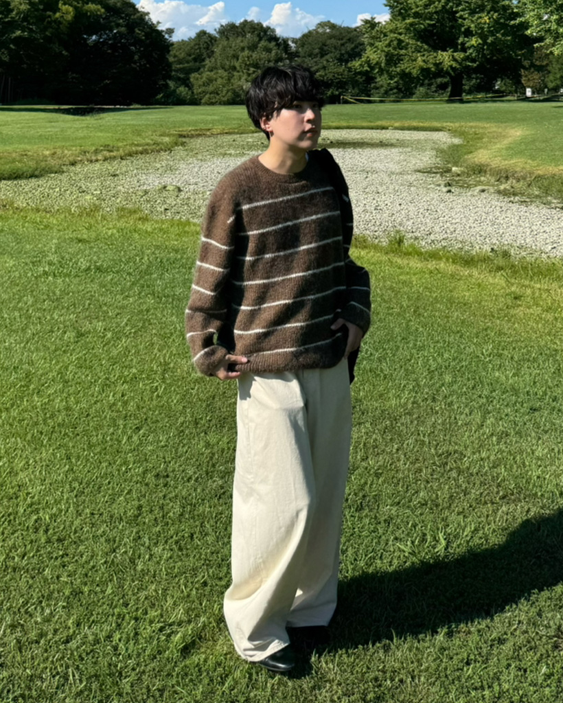 ユニセックス）ビックボーダーラウンドニット | ファッション