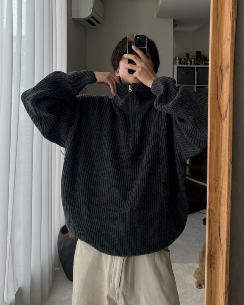 ユニセックス)ハーフジップアップニット | ファッション通販サイト NUGU